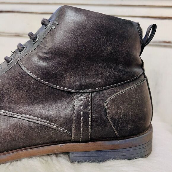 Restoration Russell Charcoal Gray Vegan Marbled Leather Lace up Low Boots 9.5M main image 5